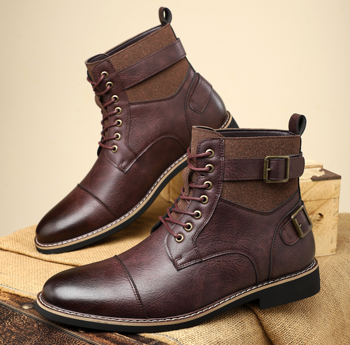 Kellan | Men's Combat Boots Leather Lace Up Motorcycle Work Ankle 2