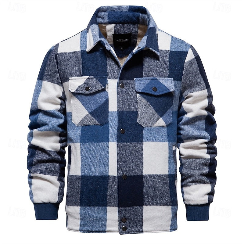 Men's Plaid Lined Shirt Jacket – Detail View