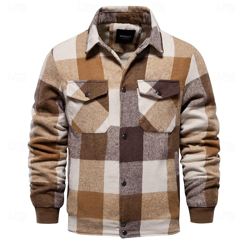 Men's Plaid Lined Shirt Jacket – Detail View
