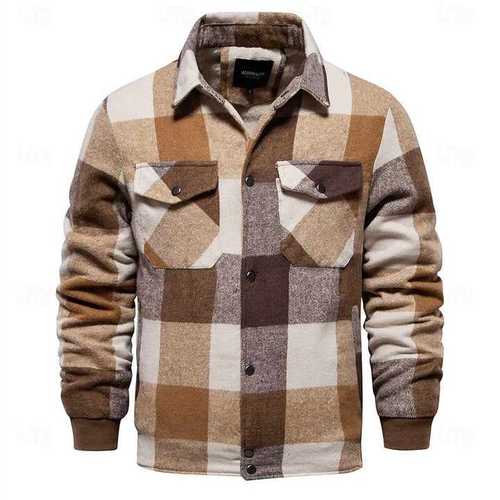 Men's Plaid Lined Shirt Jacket – Detail View