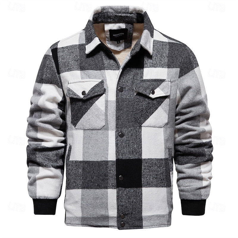 Men's Plaid Lined Shirt Jacket – Detail View