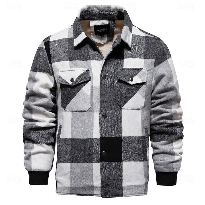 Men's Plaid Lined Shirt Jacket – Detail View