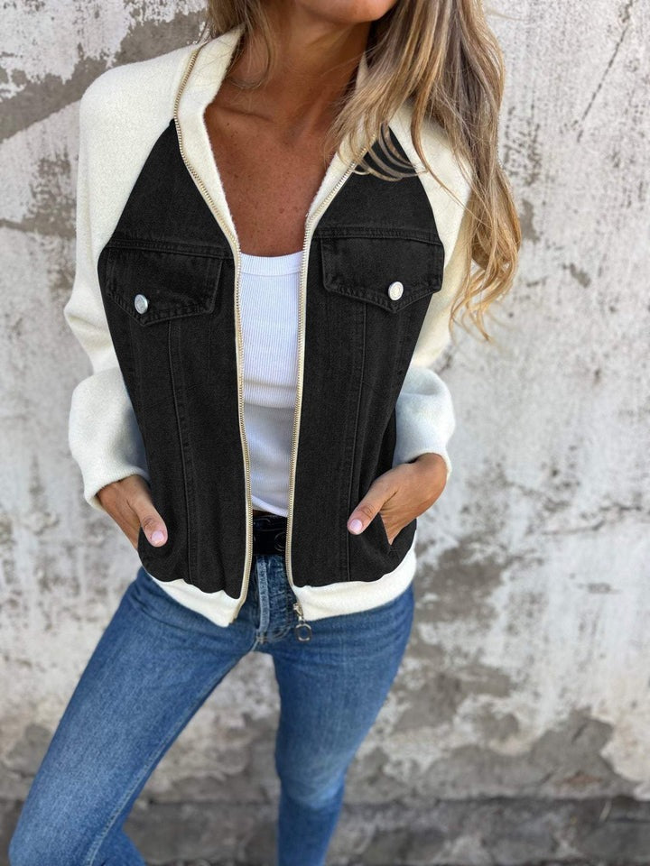 Lea - Contrast Sleeve Denim Jacket 2