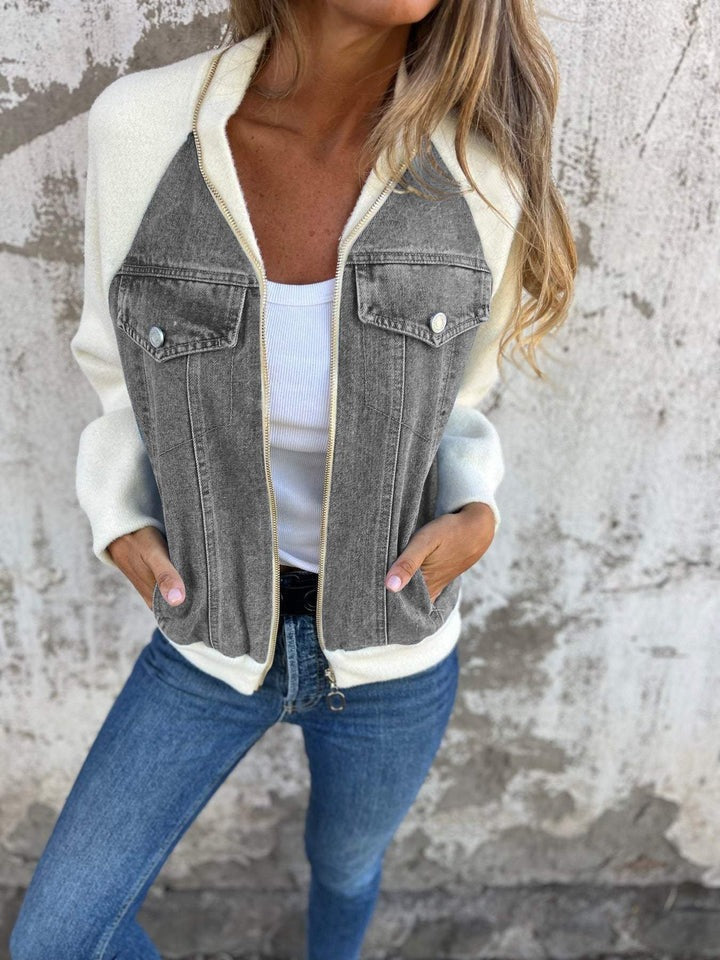 Lea - Contrast Sleeve Denim Jacket 3