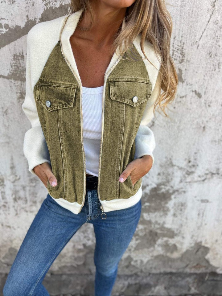 Lea - Contrast Sleeve Denim Jacket 4