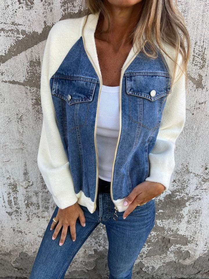 Lea - Contrast Sleeve Denim Jacket 6
