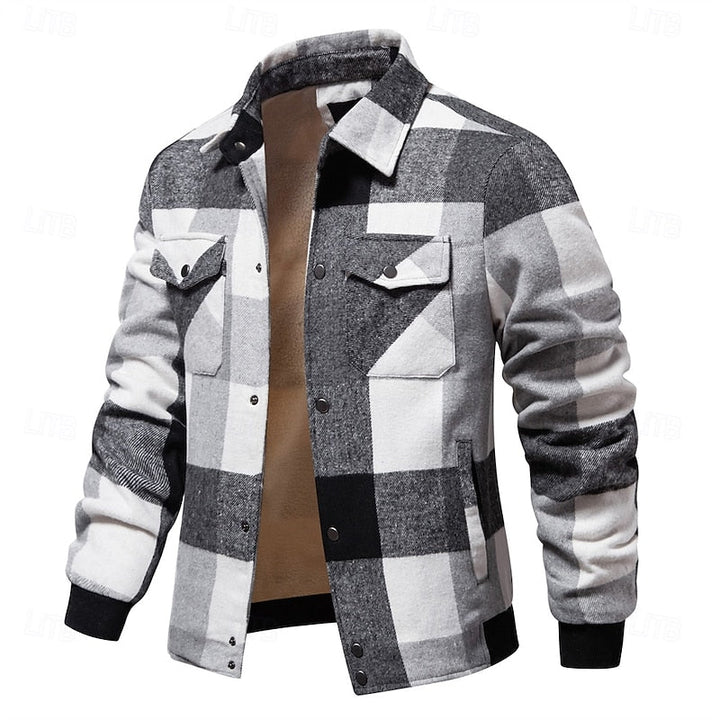 Men's Plaid Lined Shirt Jacket – Gray