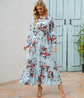 Loua Light Blue Summer Ibiza Dress with Floral Print