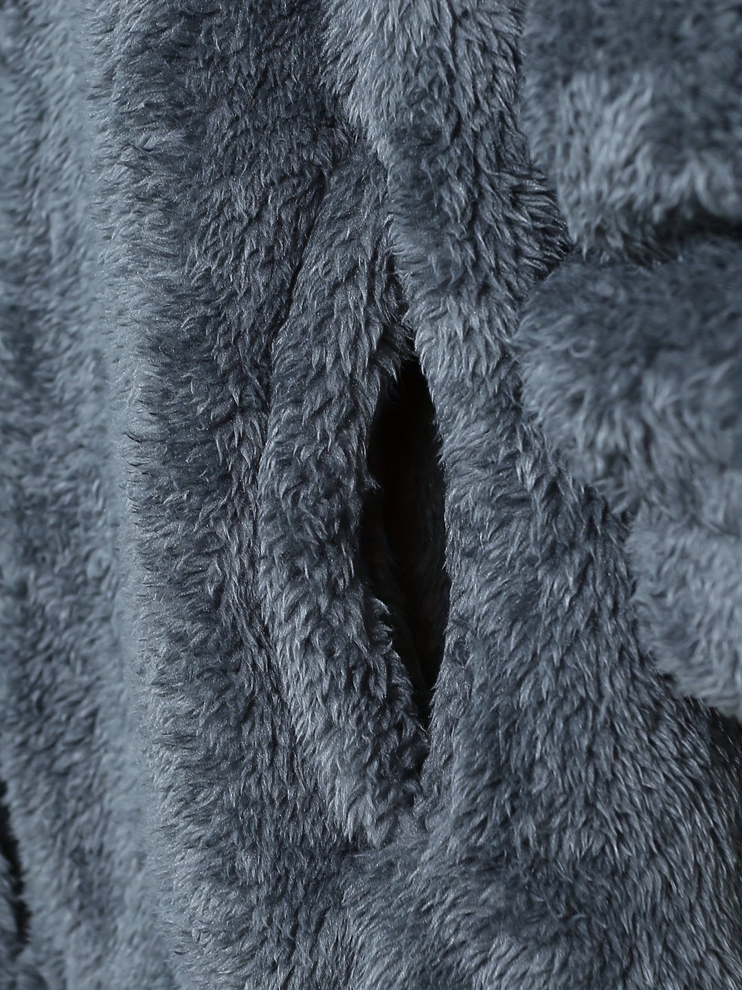 Men's Plush Fleece Hooded Zip Jacket – Detail View