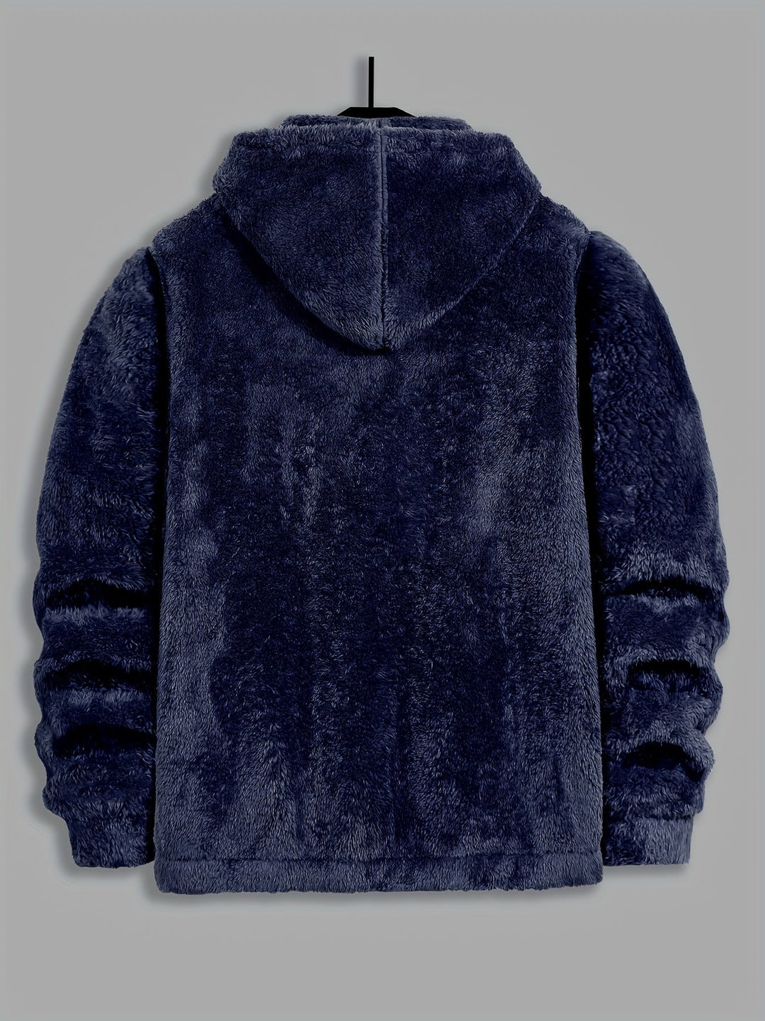 Men's Plush Fleece Hooded Zip Jacket – Detail View