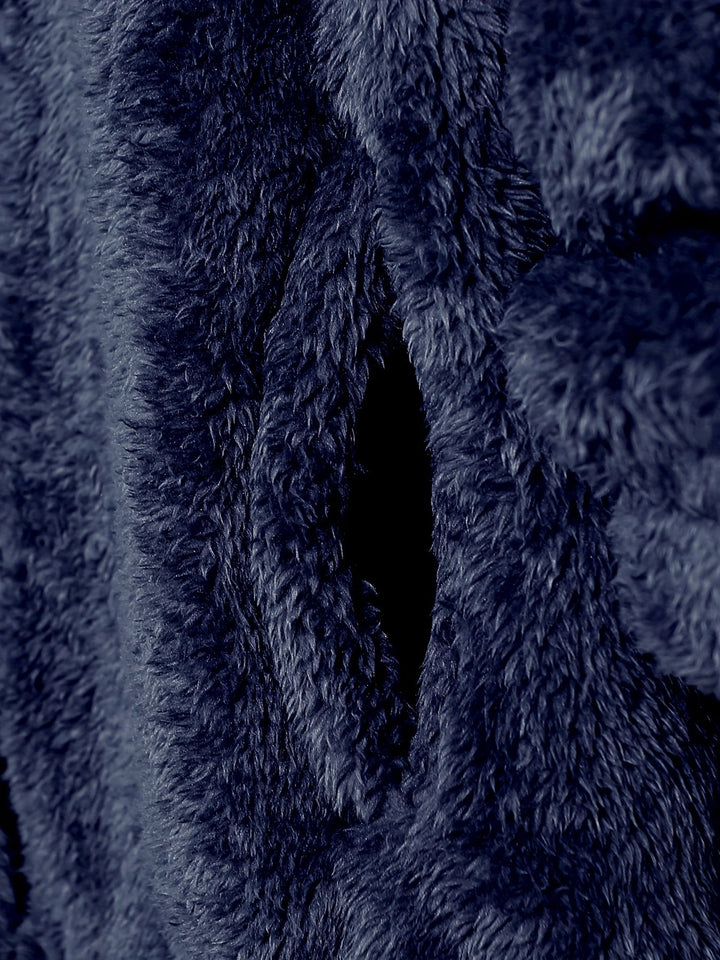 Men's Plush Fleece Hooded Zip Jacket – Detail View