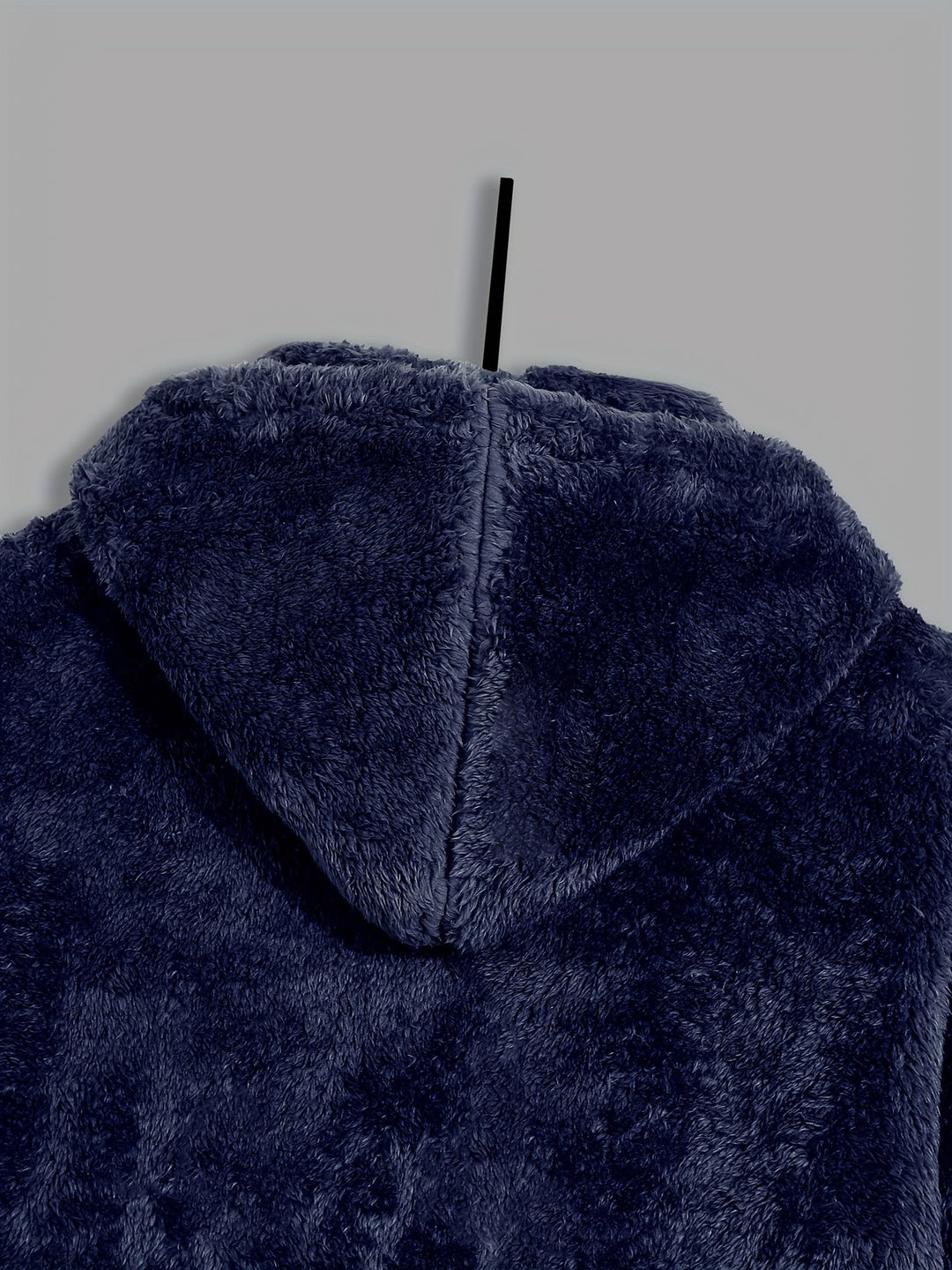 Men's Plush Fleece Hooded Zip Jacket – Detail View