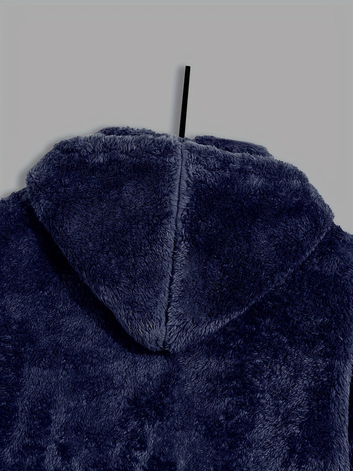 Men's Plush Fleece Hooded Zip Jacket – Detail View