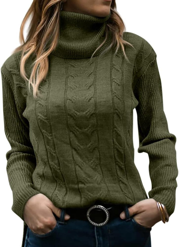 Lieve | Women's Cable Knit Turtleneck Sweater Pullover Mock Neck 2