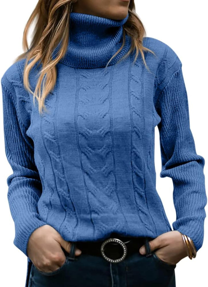 Lieve | Women's Cable Knit Turtleneck Sweater Pullover Mock Neck 4