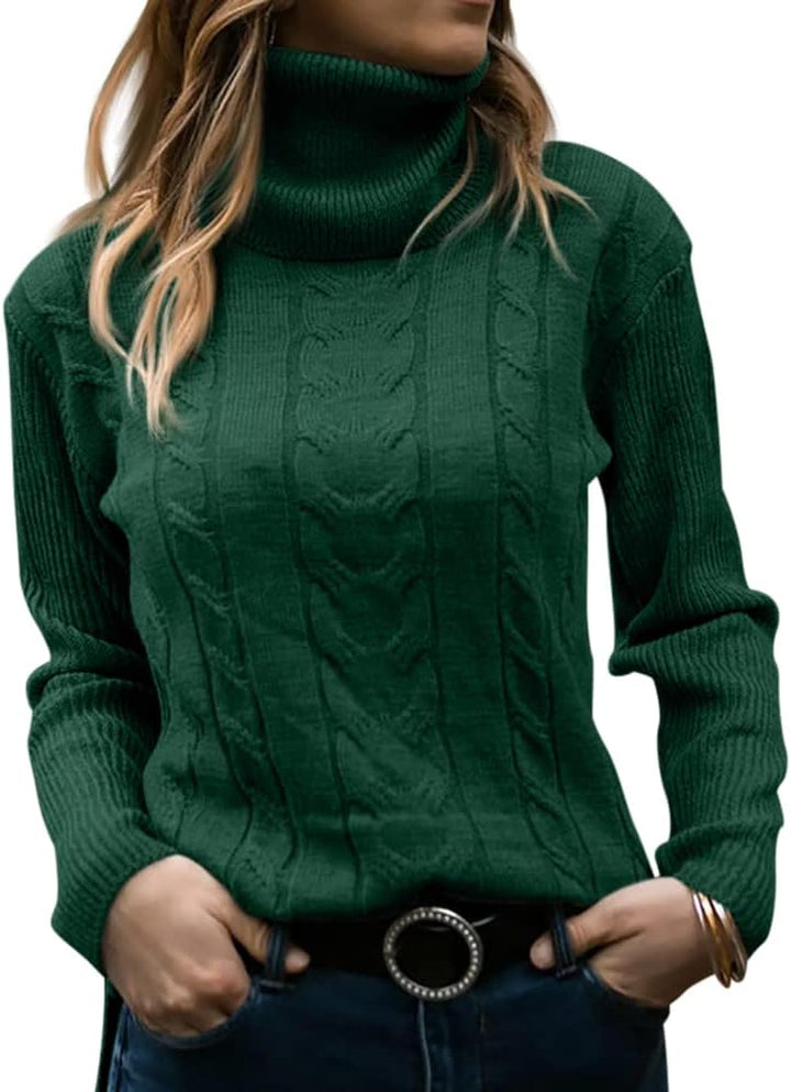 Lieve | Women's Cable Knit Turtleneck Sweater Pullover Mock Neck 6
