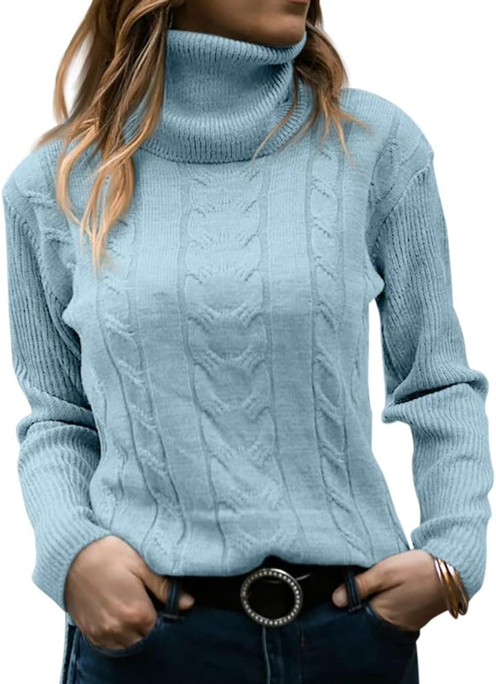 Lieve | Women's Cable Knit Turtleneck Sweater Pullover Mock Neck 9