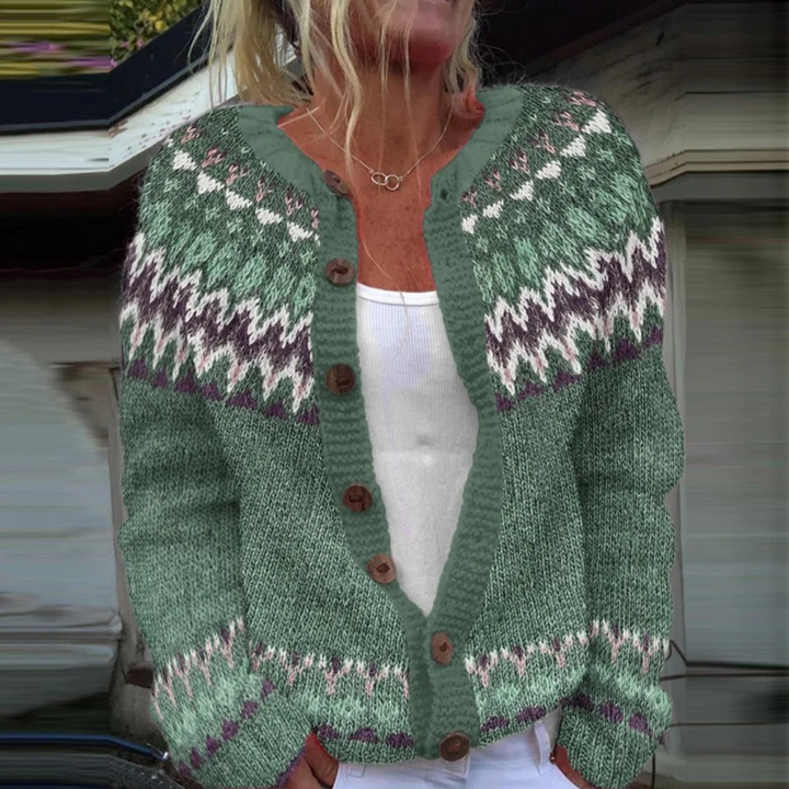 Lila - Nordic Fair Isle Knit Cardigan 1