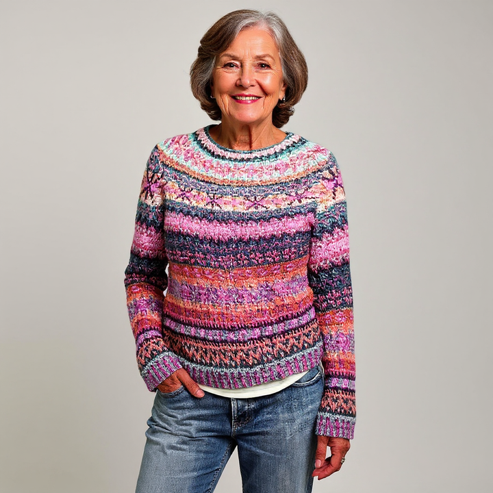 Liv - Striped Icelandic Fair Isle Knit Sweater 2