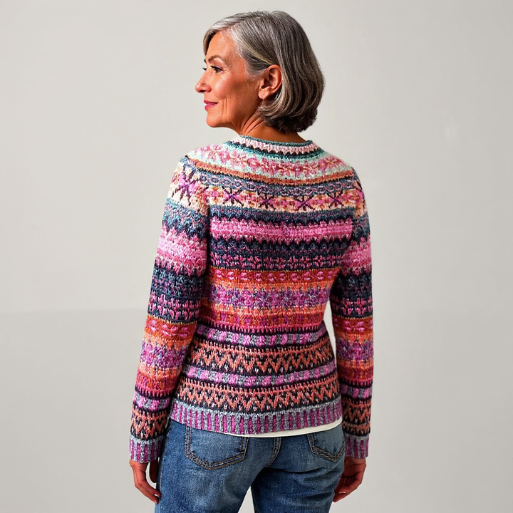 Liv - Striped Icelandic Fair Isle Knit Sweater 3