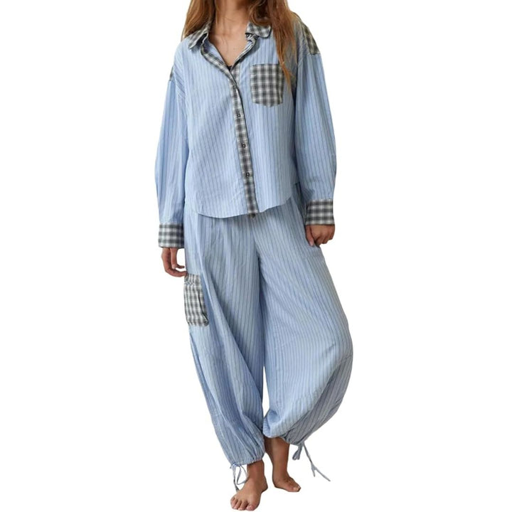Liza | Women's Checkered Pajama Set Long Sleeve 1