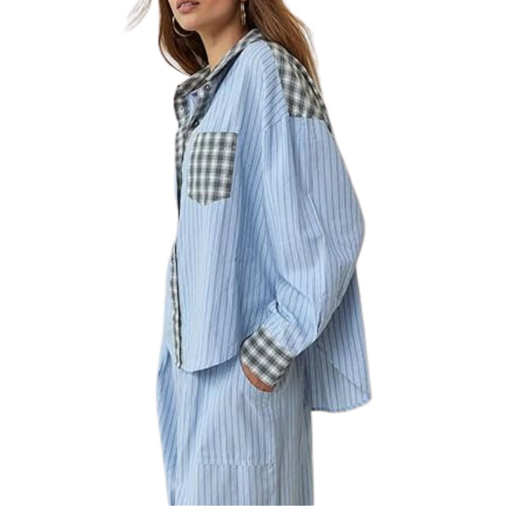 Liza | Women's Checkered Pajama Set Long Sleeve 11