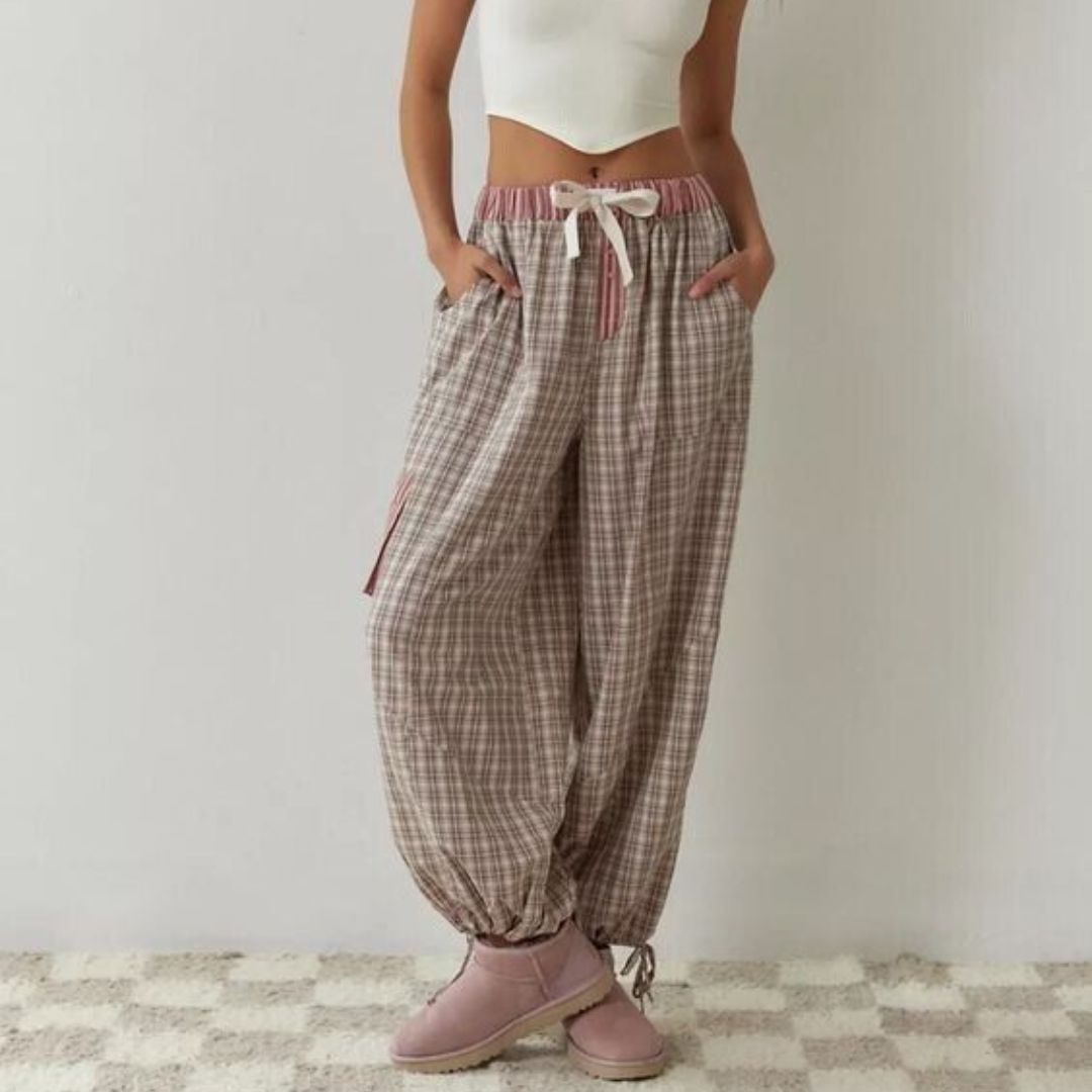 Liza | Women's Checkered Pajama Set Long Sleeve 5