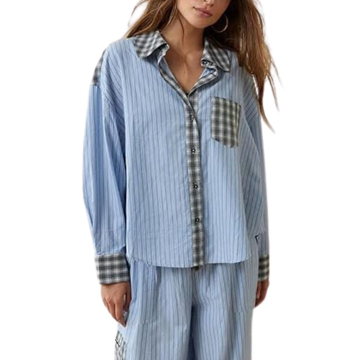 Liza | Women's Checkered Pajama Set Long Sleeve 9