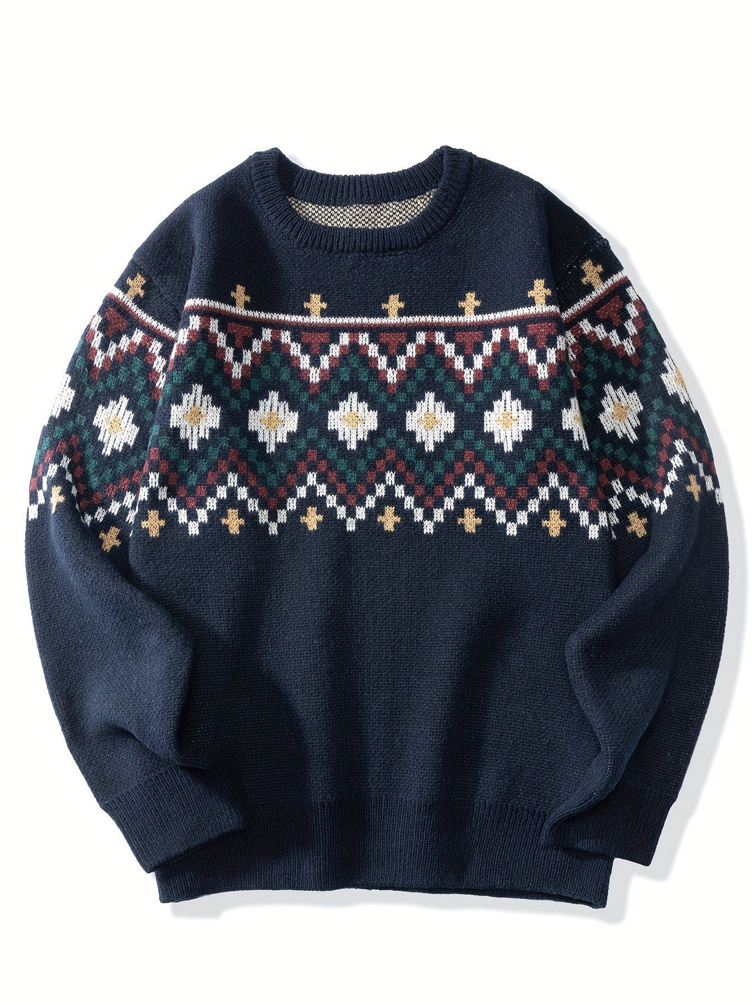 Men's Fair Isle Crew Neck Sweater – Detail View