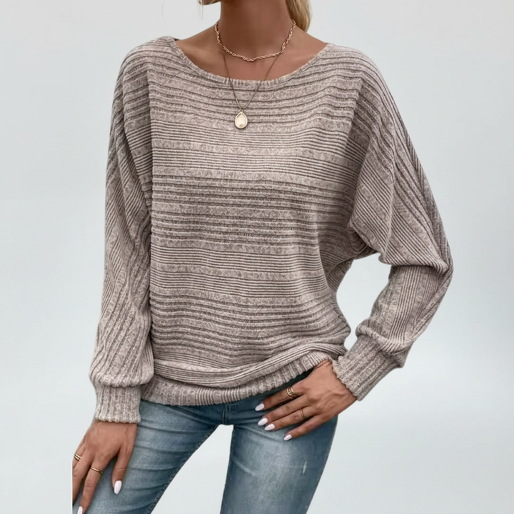 Lorna | Women's Boat Neck Batwing Sweater Slouchy Knit 1