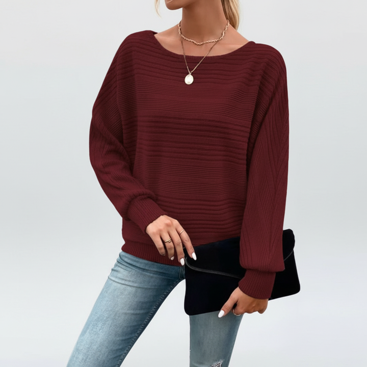 Lorna | Women's Boat Neck Batwing Sweater Slouchy Knit 3