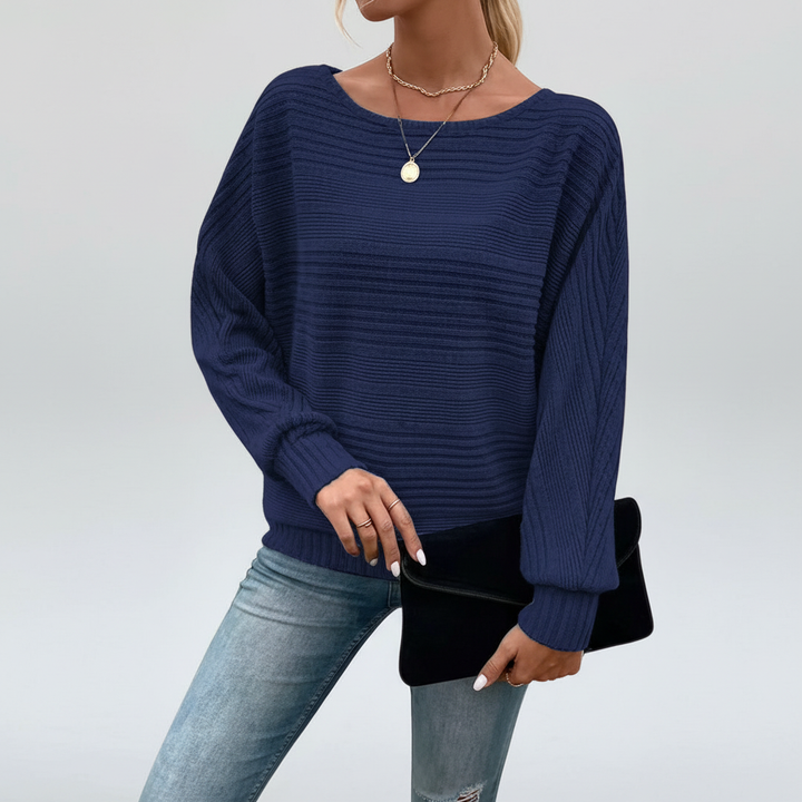 Lorna | Women's Boat Neck Batwing Sweater Slouchy Knit 4