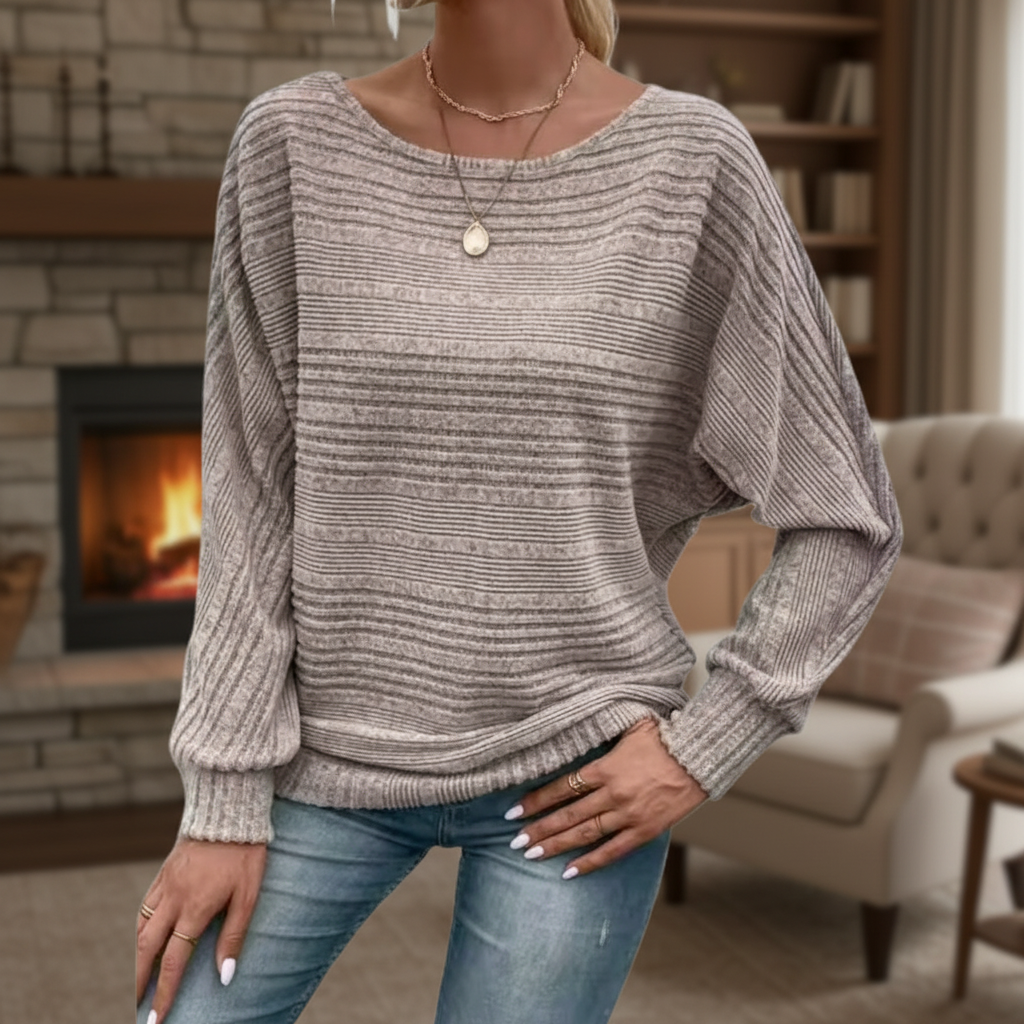 Lorna | Women's Boat Neck Batwing Sweater Slouchy Knit 5