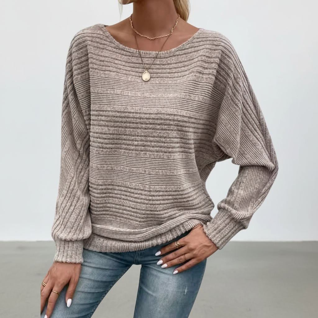 Lorna | Women's Boat Neck Batwing Sweater Slouchy Knit 6