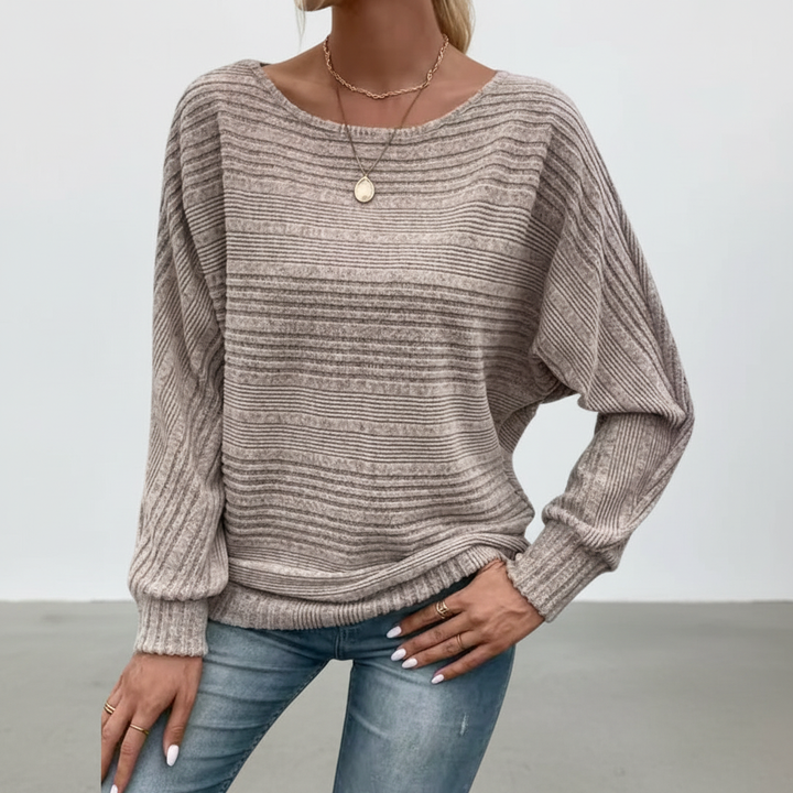 Lorna | Women's Boat Neck Batwing Sweater Slouchy Knit 6