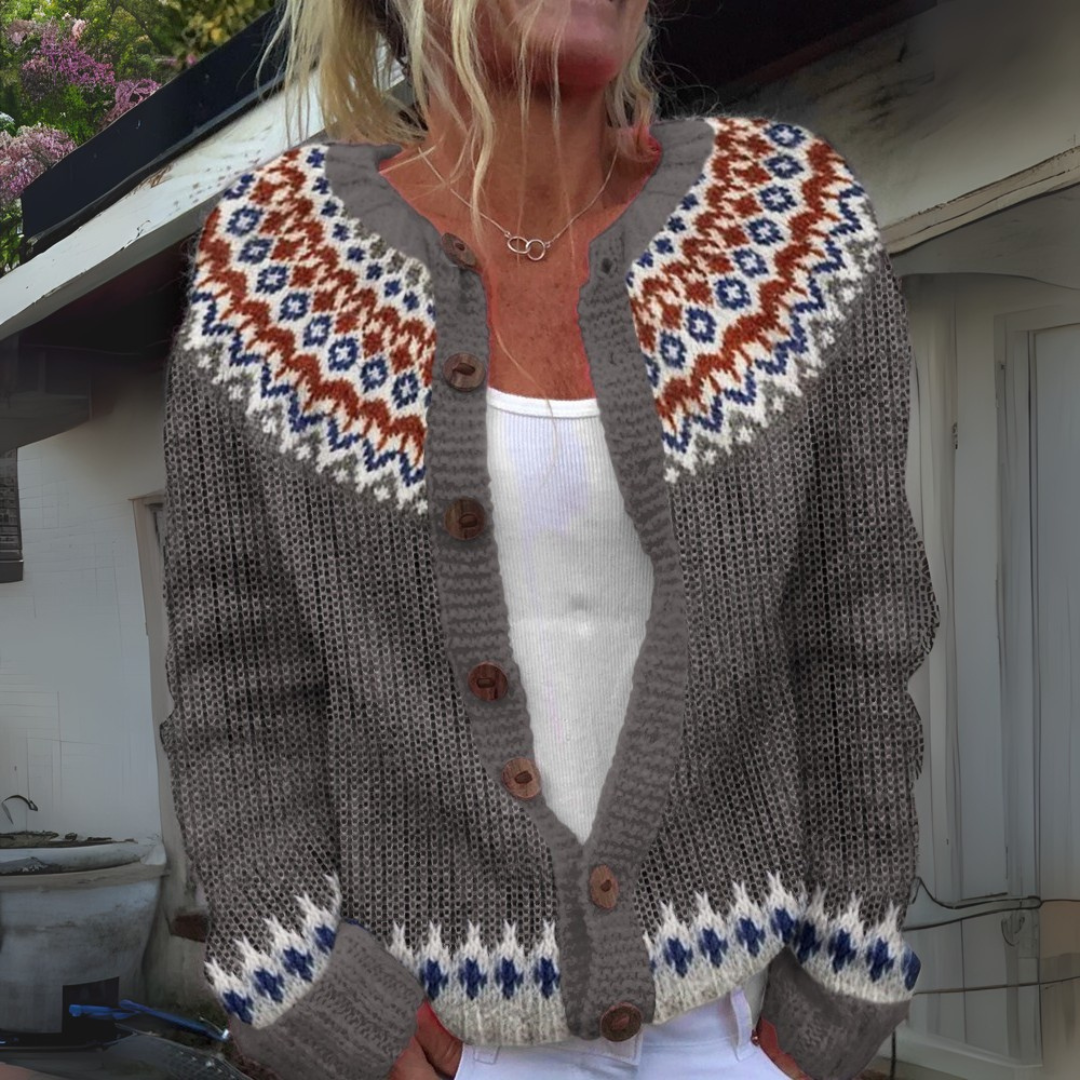 Luna - Nordic Fair Isle Knit Cardigan 1