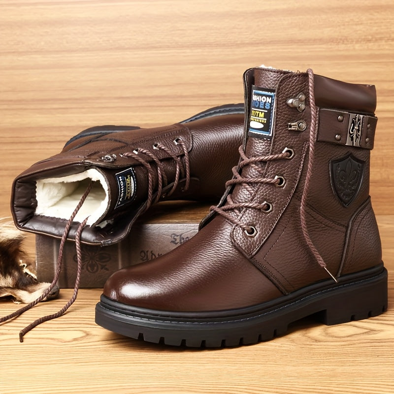 Luuk | Men's Fur Lined Leather Winter Combat Boots 3