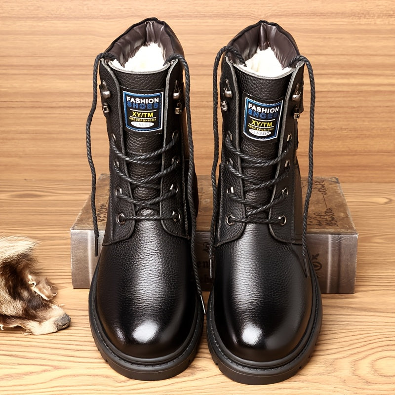 Luuk | Men's Fur Lined Leather Winter Combat Boots 4