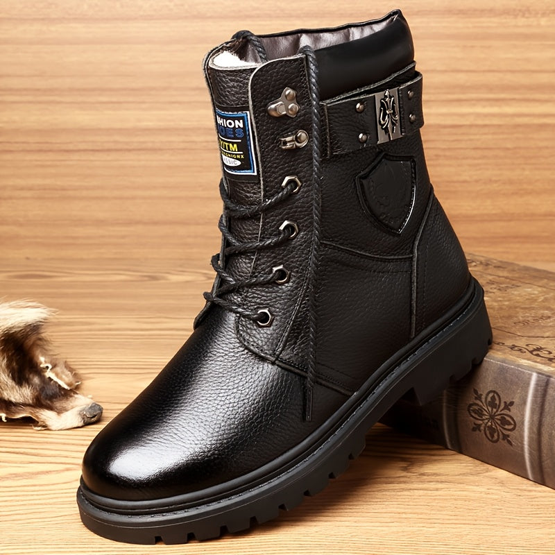 Luuk | Men's Fur Lined Leather Winter Combat Boots 7