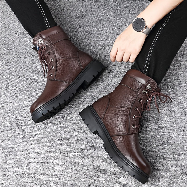 Luuk | Men's Fur Lined Leather Winter Combat Boots 8