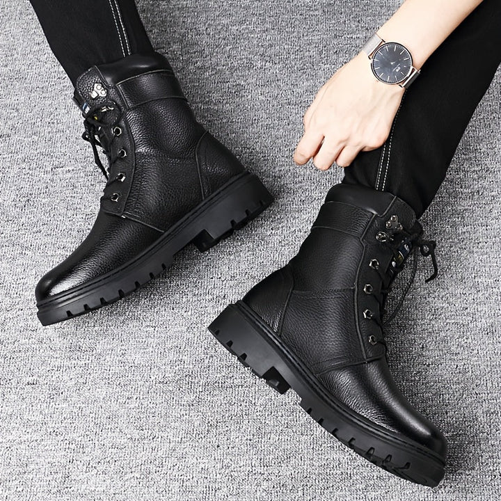 Luuk | Men's Fur Lined Leather Winter Combat Boots 9