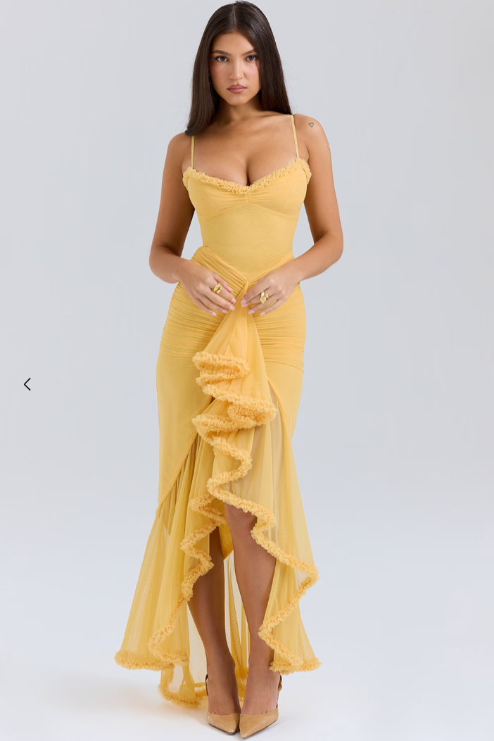 Marigold - Ruffle Slit Maxi Dress 1