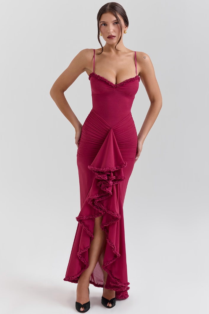 Marigold - Ruffle Slit Maxi Dress 3
