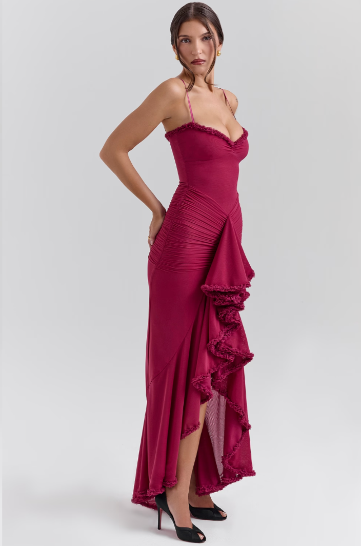 Marigold - Ruffle Slit Maxi Dress 9