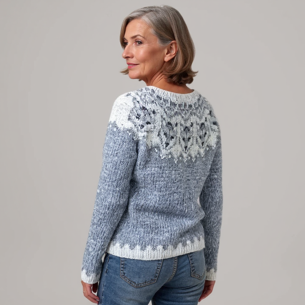 Marit - Fair Isle Snowflake Knit Sweater 3