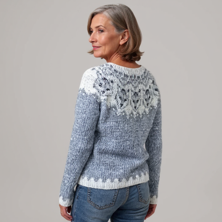 Marit - Fair Isle Snowflake Knit Sweater 3