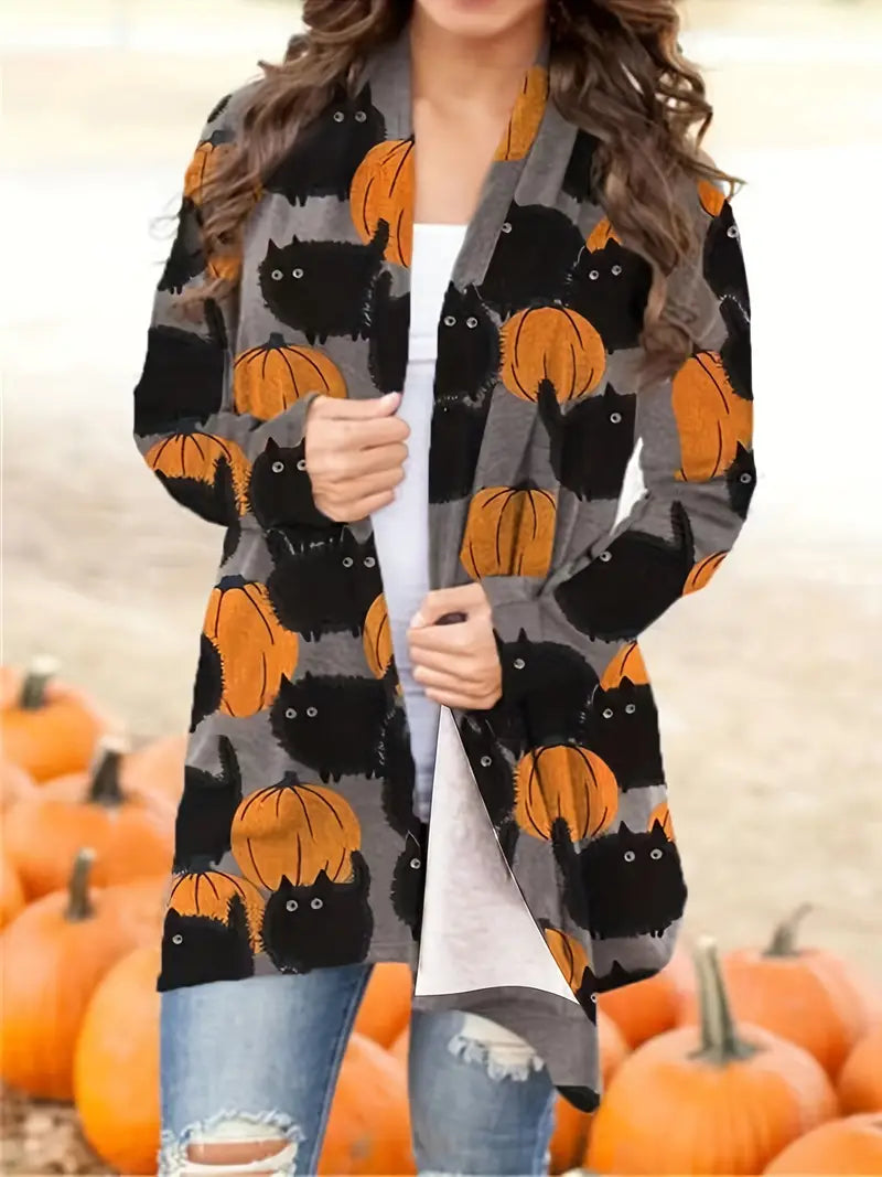 Marla - Cat & Pumpkin Halloween Cardigan 1