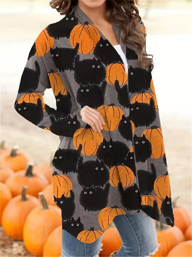 Marla - Cat & Pumpkin Halloween Cardigan 2