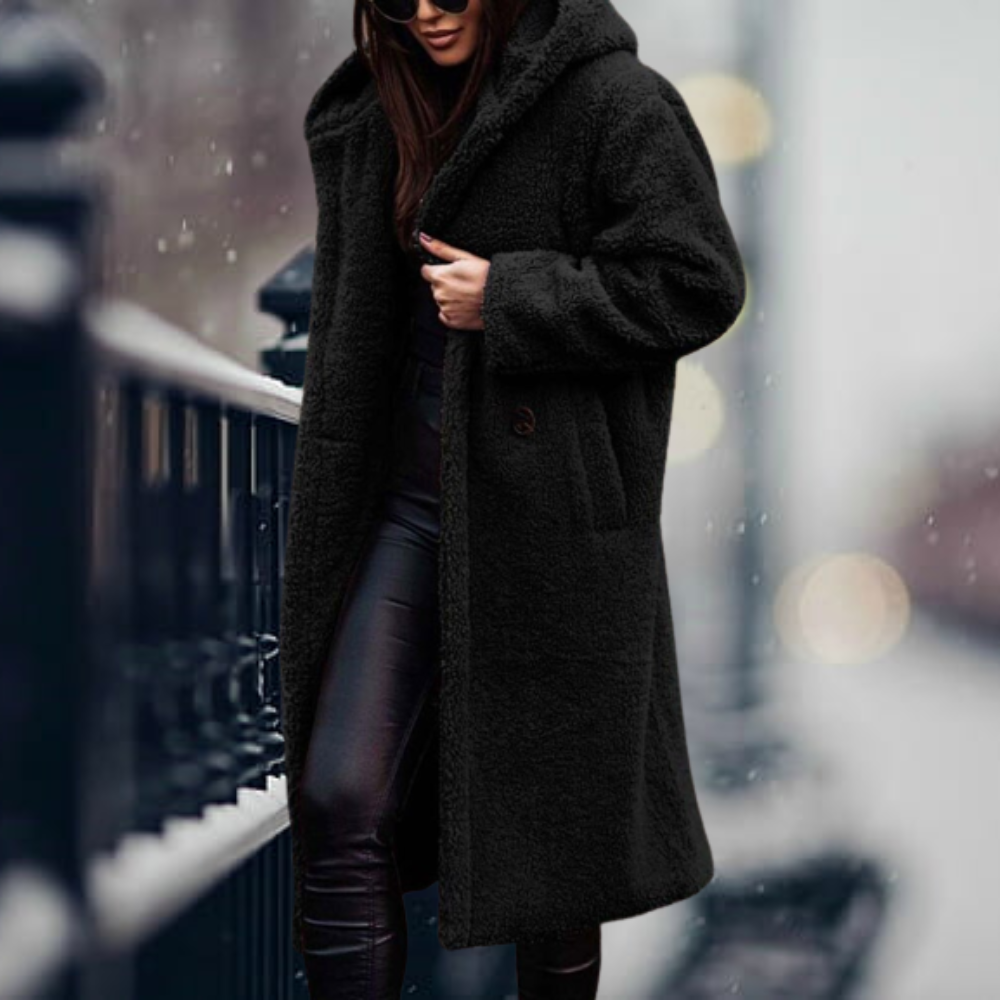 Marlene | Women's Long Fleece Coat Hooded Sherpa Teddy 2