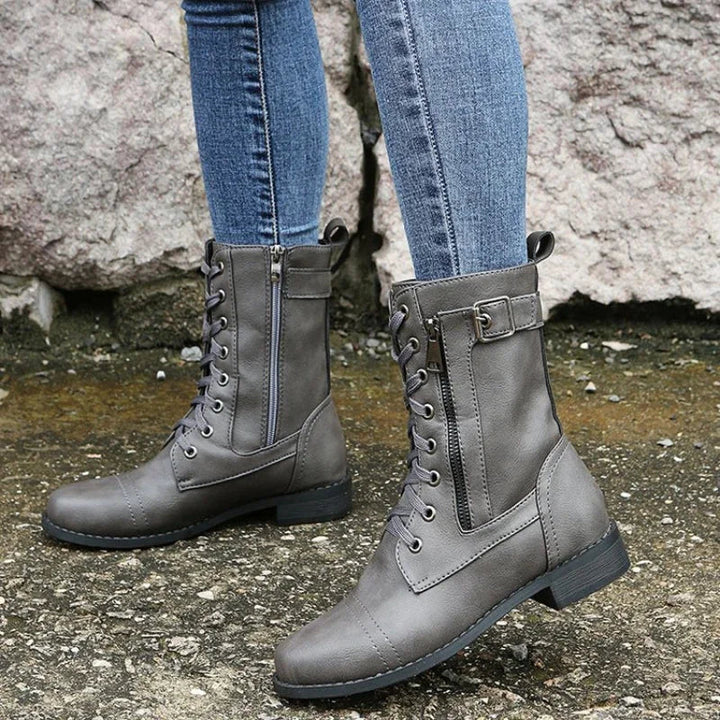 Marloes | Women's Lace Up Mid Calf Combat Boots 2